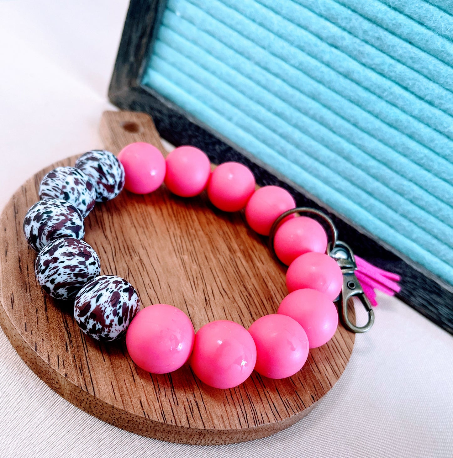 Silicone Beaded Wristlet Keychain