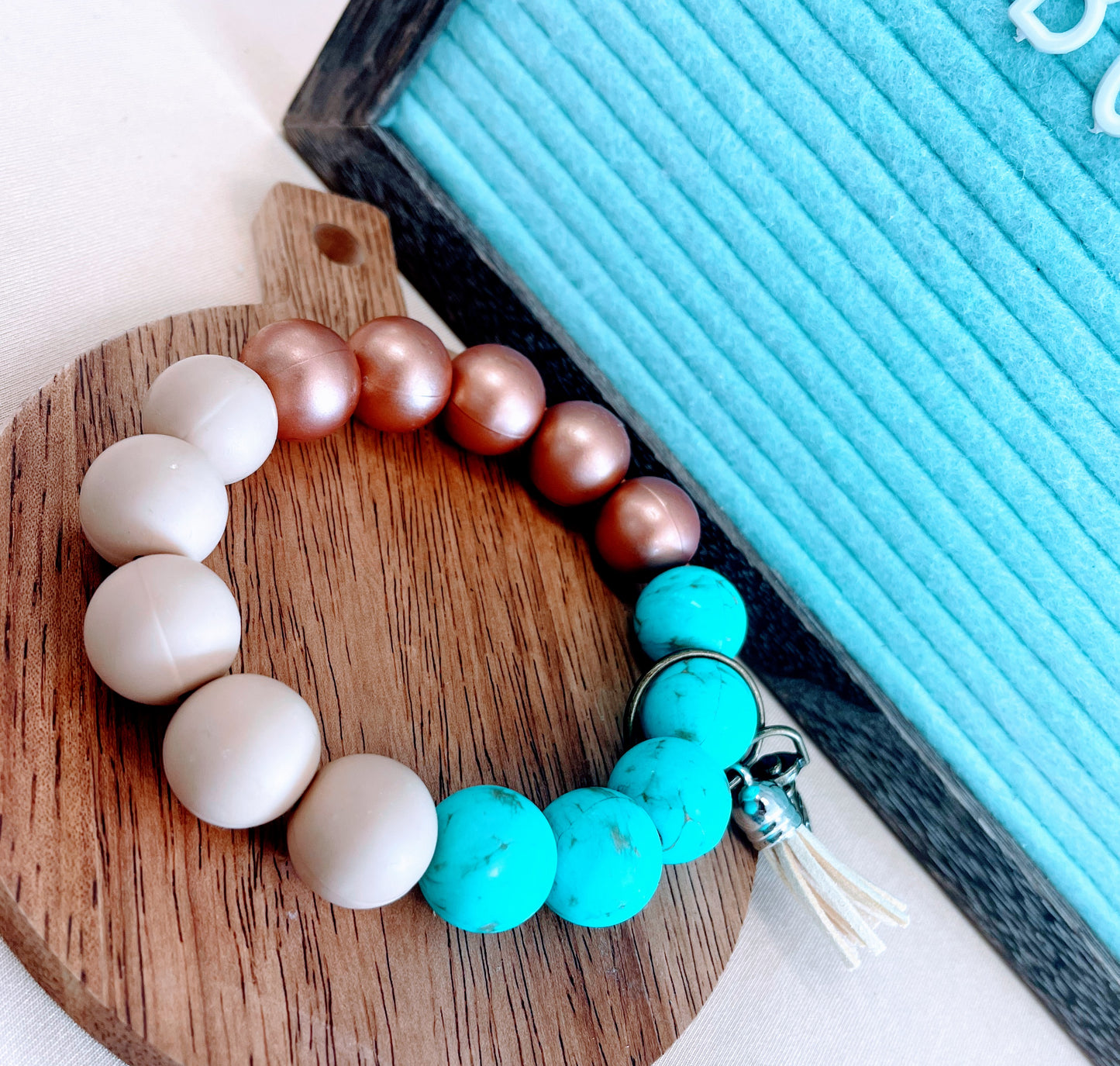 Silicone Beaded Wristlet Keychain