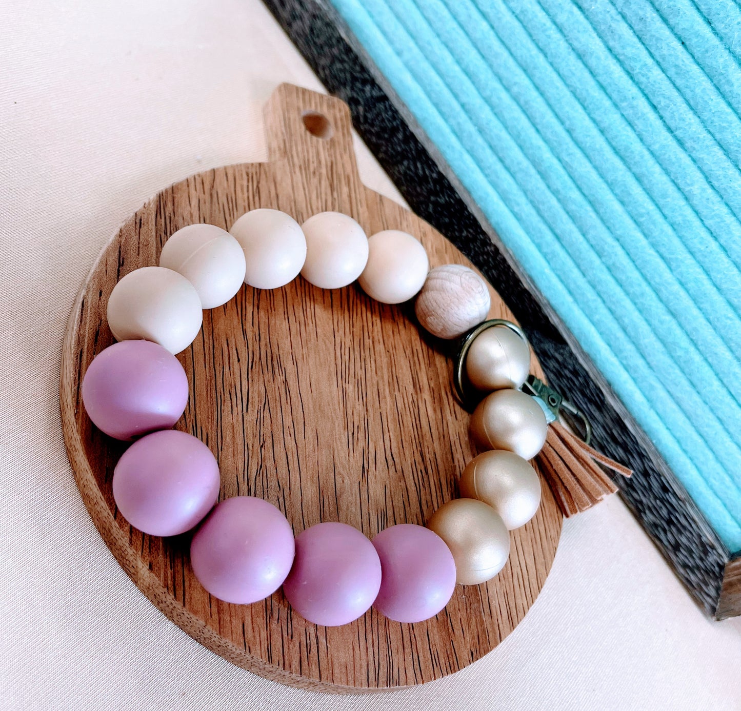 Silicone Beaded Wristlet Keychain