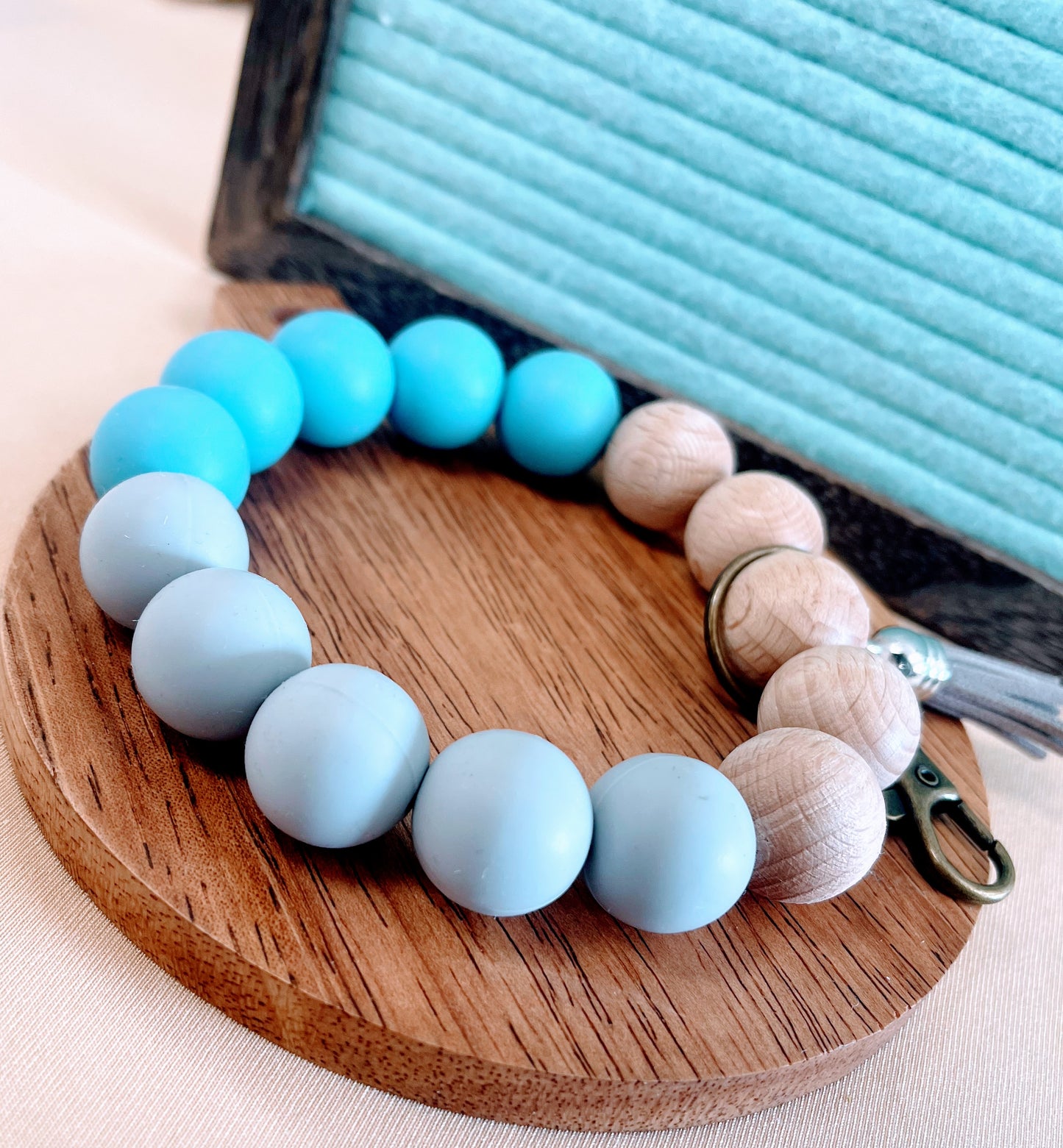 Silicone Beaded Wristlet Keychain